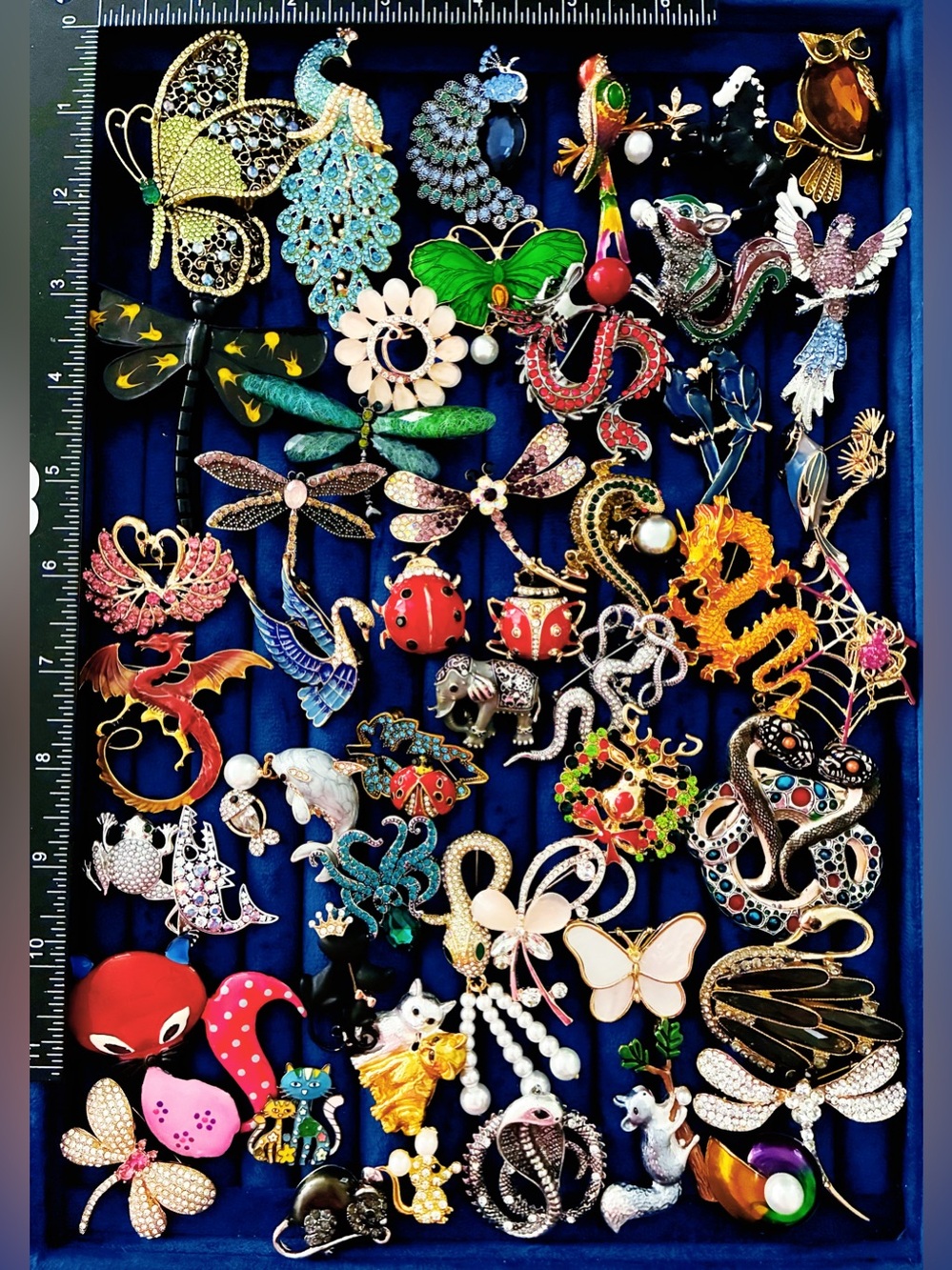 Lot 50 Animal Brooch Pin Butterfly Peacock Dragon Snake Owl Dragonfly